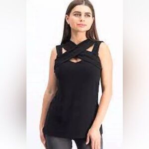INC Women's Deep Black Crisscross Cutout Front Heritage Party Blouse Top, NWT